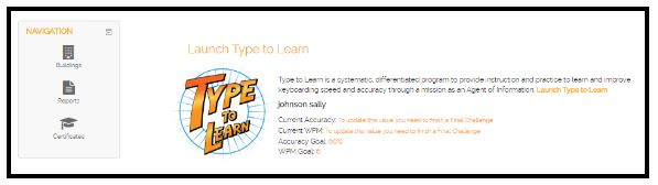 Type to Learn Dashboard